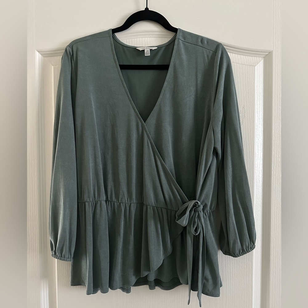 Lucky Brand Wrap Blouse in Jade Green
